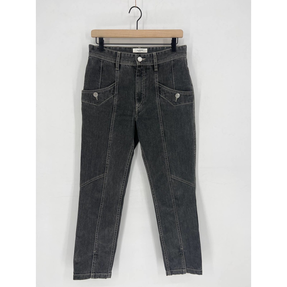 Etoile Isabel Marant Gray Seamed Slit Front Jeans - Picture 2 of 13